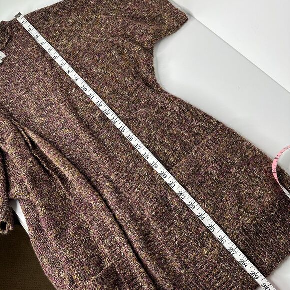 Ponsesa Cardigan Size S Open Front Short Sleeve Multi Colored Sweater Pockets - Picture 9 of 10
